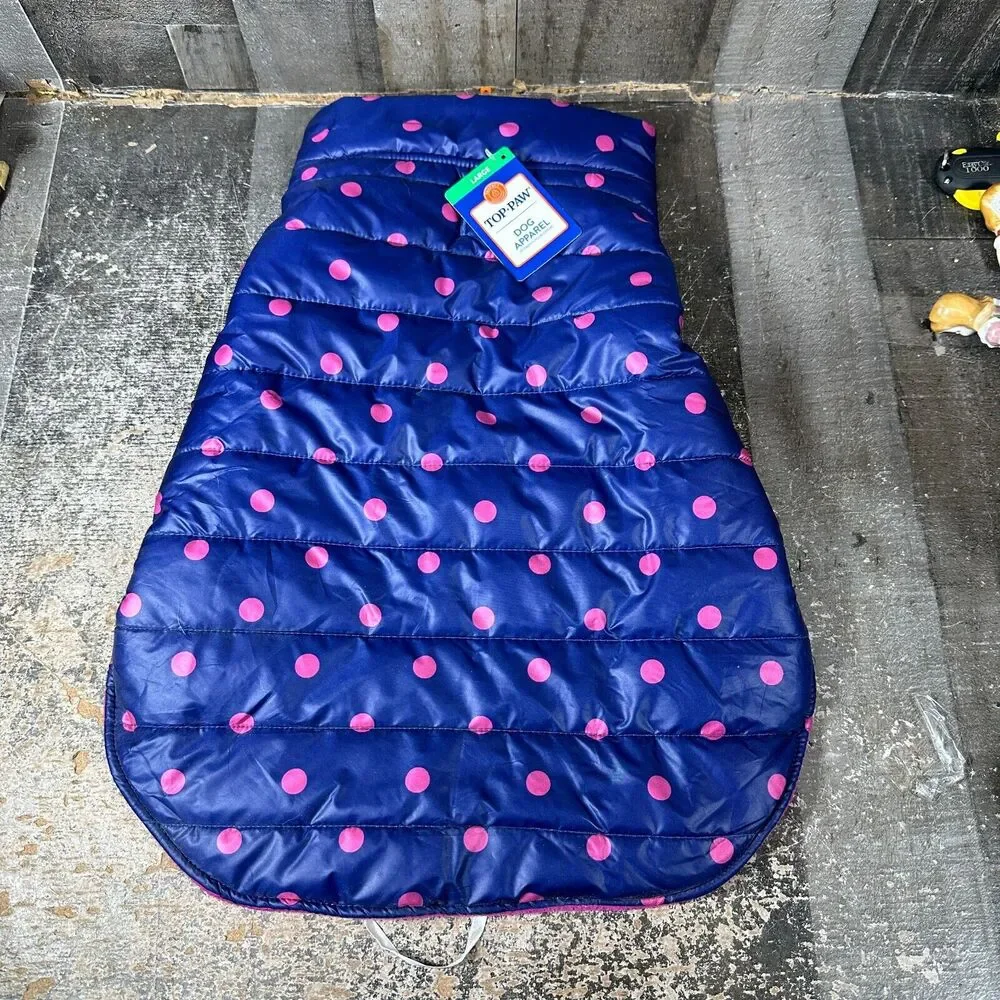 Top-Paw Dog Puffer Jacket Size‎ Large Purple Polka Dot New w/tags